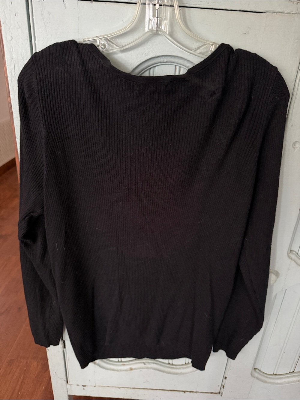 Maurices Black Ribbed Crewneck Sweater with Front Keyhole - Picture 2 of 4